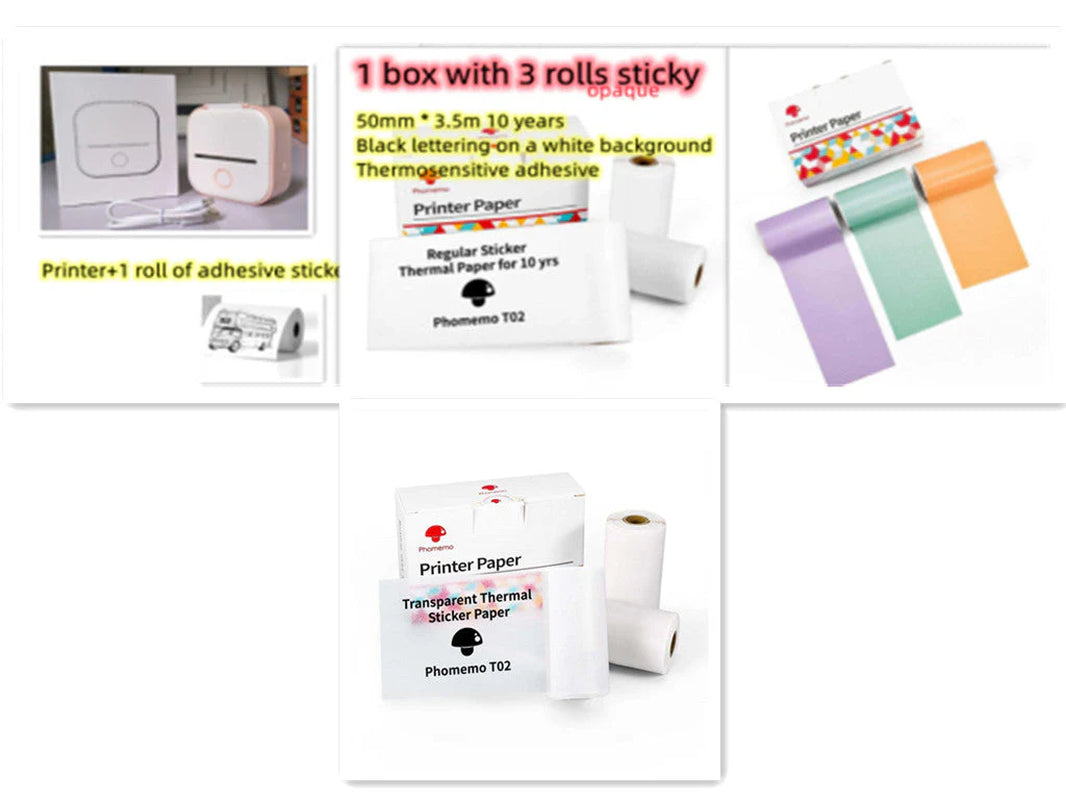 Portable Mini Thermal Label Printer Home Photo Printer Student Wrong Question Printer Bluetooth-Compatible Mini Label Printer Price Tag