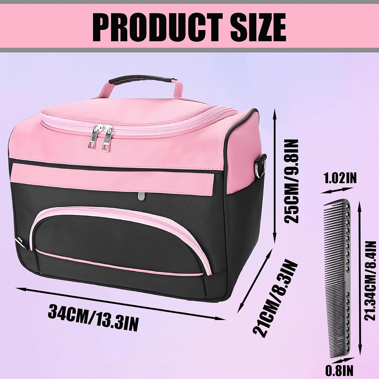 Large Capacity Hairdresser Bag Barber Carrying Case with Handle and Shoulder Strap, Beauty Salon Tool Kits Storage Travel Barber Case Holds Various Hair Cutting Tools Haircutting Bag